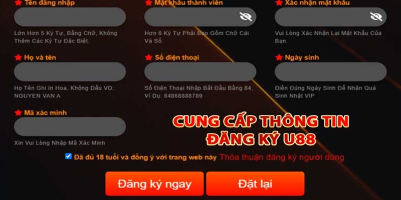 Đăng ký U88 có 3 bước đơn giản